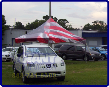 American flag custom printed tent.